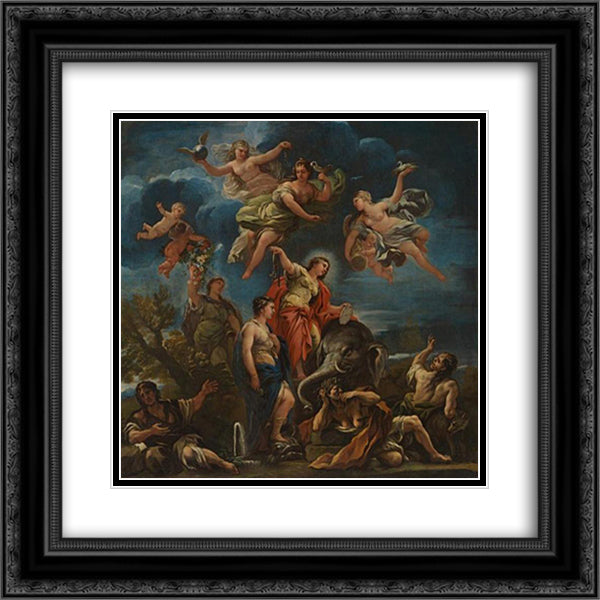 Allegory of Temperance 20x20 Black Ornate Wood Framed Art Print Poster with Double Matting by Giordano, Luca