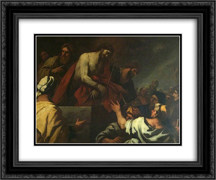 Christ Led to Calvary 24x20 Black Ornate Wood Framed Art Print Poster with Double Matting by Giordano, Luca