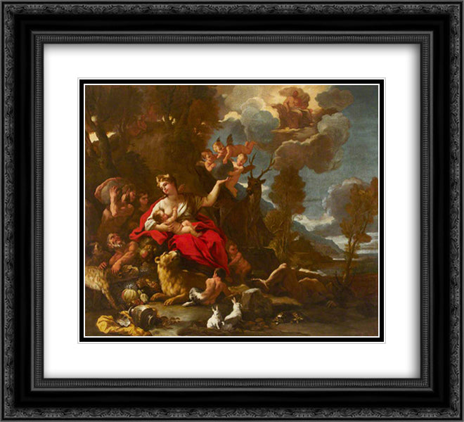 Cybele 22x20 Black Ornate Wood Framed Art Print Poster with Double Matting by Giordano, Luca