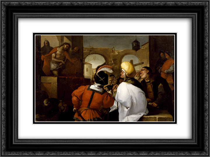 Ecce Homo 24x18 Black Ornate Wood Framed Art Print Poster with Double Matting by Giordano, Luca