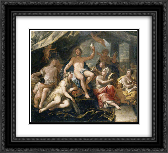 Hercules and Omphale 22x20 Black Ornate Wood Framed Art Print Poster with Double Matting by Giordano, Luca