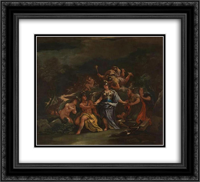 Minerva as Protectress of the Arts and Sciences 22x20 Black Ornate Wood Framed Art Print Poster with Double Matting by Giordano, Luca