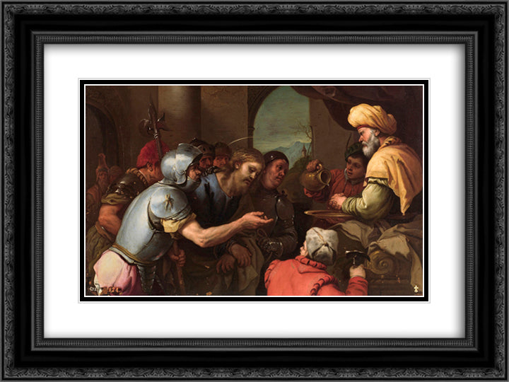 Pilate Washing His Hands 24x18 Black Ornate Wood Framed Art Print Poster with Double Matting by Giordano, Luca