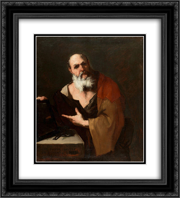 Plato 20x22 Black Ornate Wood Framed Art Print Poster with Double Matting by Giordano, Luca