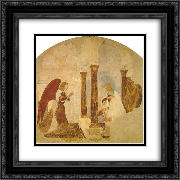 Annunciation 20x20 Black Ornate Wood Framed Art Print Poster with Double Matting by Signorelli, Luca