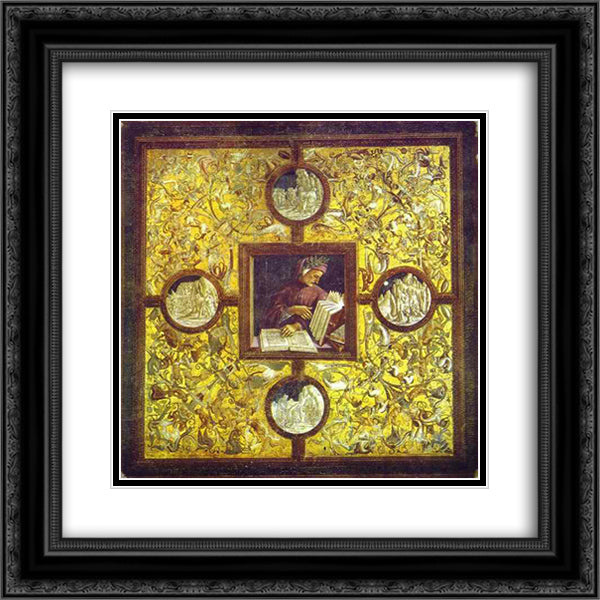Dante with Scenes from the Divine Comedy 20x20 Black Ornate Wood Framed Art Print Poster with Double Matting by Signorelli, Luca