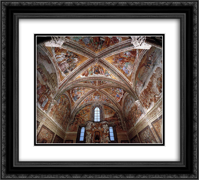 Frescoes in the Chapel of San Brizio 22x20 Black Ornate Wood Framed Art Print Poster with Double Matting by Signorelli, Luca