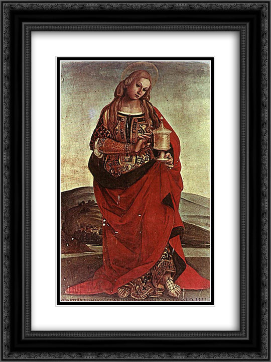Mary Magdalene 18x24 Black Ornate Wood Framed Art Print Poster with Double Matting by Signorelli, Luca