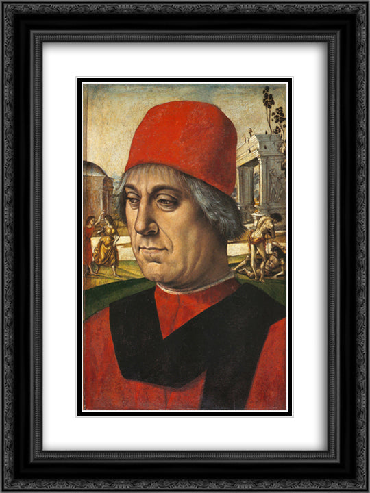 Portrait of an Elderly Man 18x24 Black Ornate Wood Framed Art Print Poster with Double Matting by Signorelli, Luca