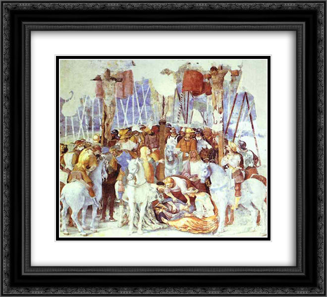 The Crucifixion 22x20 Black Ornate Wood Framed Art Print Poster with Double Matting by Signorelli, Luca