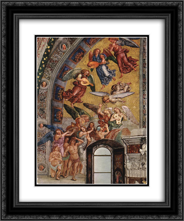 The Last Judgment (The left part of the composition - The Blessed Consigned to Paradise) 20x24 Black Ornate Wood Framed Art Print Poster with Double Matting by Signorelli, Luca
