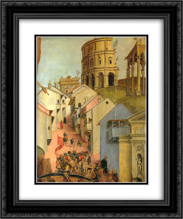 The Martyrdom of St. Sebastian 20x24 Black Ornate Wood Framed Art Print Poster with Double Matting by Signorelli, Luca