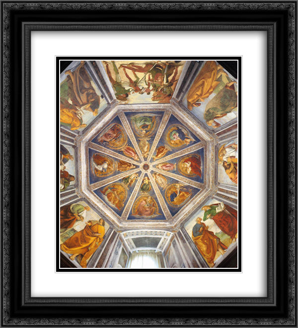 View of the Vaulting of the Sacristy of St. John 20x22 Black Ornate Wood Framed Art Print Poster with Double Matting by Signorelli, Luca