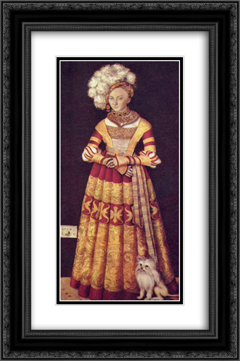 Portrait of duchess Katharina von Mecklenburg 16x24 Black Ornate Wood Framed Art Print Poster with Double Matting by Cranach the Elder, Lucas