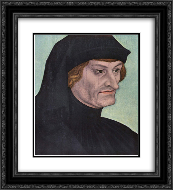 Portrait of Rudolph Agricola 20x22 Black Ornate Wood Framed Art Print Poster with Double Matting by Cranach the Elder, Lucas