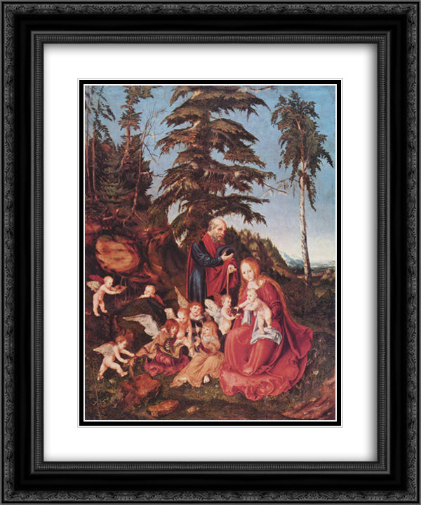Rest on the Flight into Egypt 20x24 Black Ornate Wood Framed Art Print Poster with Double Matting by Cranach the Elder, Lucas