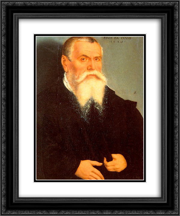 Self Portrait of Lucas Cranach the Elder 20x24 Black Ornate Wood Framed Art Print Poster with Double Matting by Cranach the Elder, Lucas