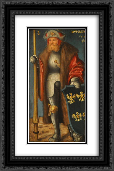 St. Leopold 16x24 Black Ornate Wood Framed Art Print Poster with Double Matting by Cranach the Elder, Lucas