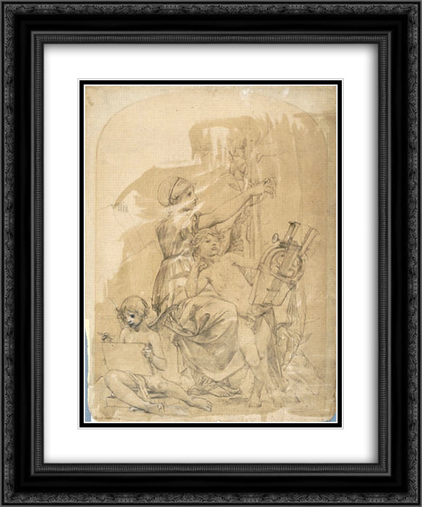 Arts for the Hotel Gouin 20x24 Black Ornate Wood Framed Art Print Poster with Double Matting by Merson, Luc Olivier