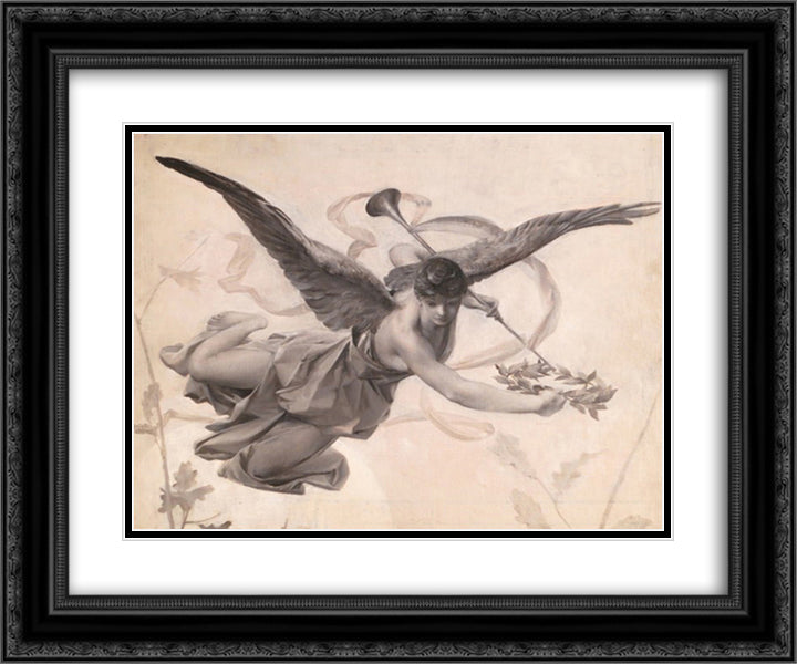 Fame 24x20 Black Ornate Wood Framed Art Print Poster with Double Matting by Merson, Luc Olivier