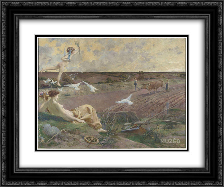 Fortune 24x20 Black Ornate Wood Framed Art Print Poster with Double Matting by Merson, Luc Olivier