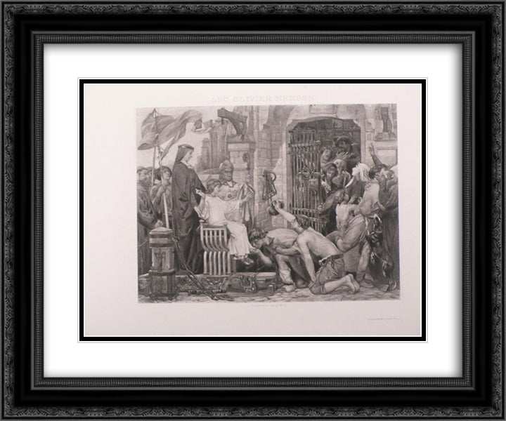 Louis IX opens the jails of France 24x20 Black Ornate Wood Framed Art Print Poster with Double Matting by Merson, Luc Olivier