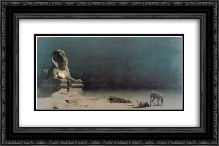 Rest on the Flight into Egypt 24x16 Black Ornate Wood Framed Art Print Poster with Double Matting by Merson, Luc Olivier