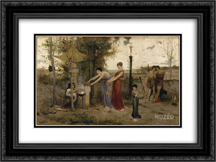 Sacrificing Dolls 24x18 Black Ornate Wood Framed Art Print Poster with Double Matting by Merson, Luc Olivier