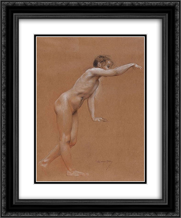 Studies of children 20x24 Black Ornate Wood Framed Art Print Poster with Double Matting by Merson, Luc Olivier