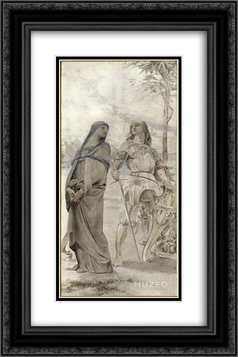 The Cid and Chimene 16x24 Black Ornate Wood Framed Art Print Poster with Double Matting by Merson, Luc Olivier