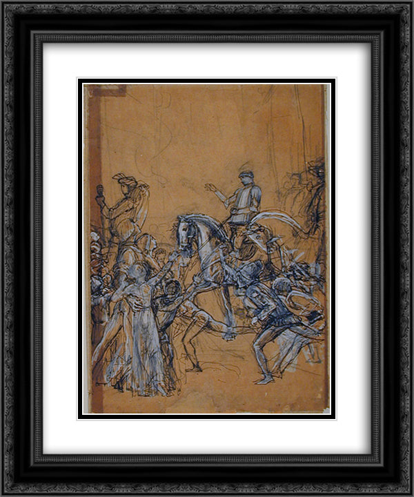 The Entry of Joan of Arc into Orleans 20x24 Black Ornate Wood Framed Art Print Poster with Double Matting by Merson, Luc Olivier