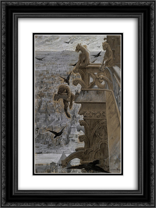 The Hunchback of Notre-Dame 18x24 Black Ornate Wood Framed Art Print Poster with Double Matting by Merson, Luc Olivier