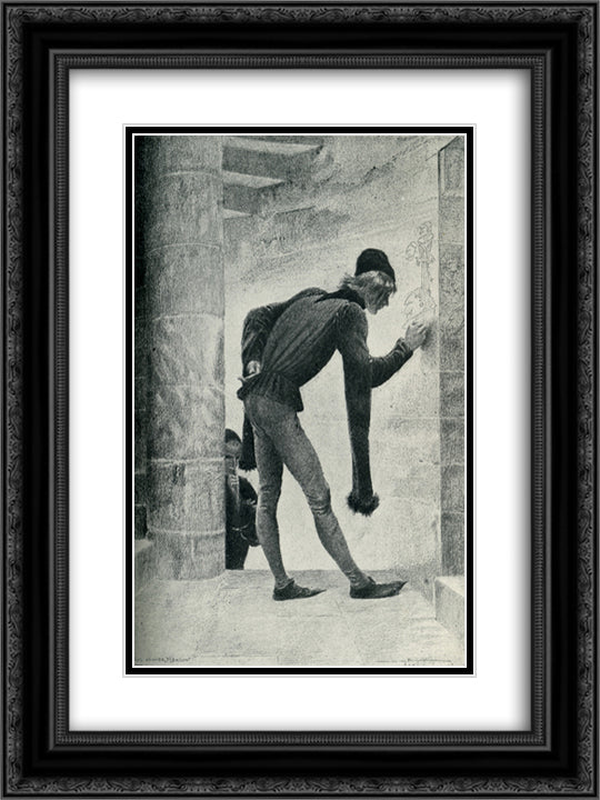 The Hunchback of Notre-Dame illustration 18x24 Black Ornate Wood Framed Art Print Poster with Double Matting by Merson, Luc Olivier