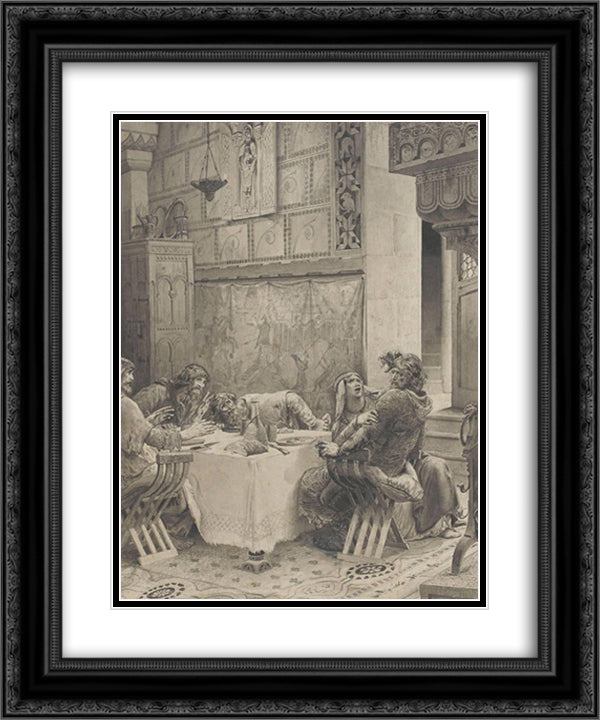 The mother of four son of Aymon 20x24 Black Ornate Wood Framed Art Print Poster with Double Matting by Merson, Luc Olivier