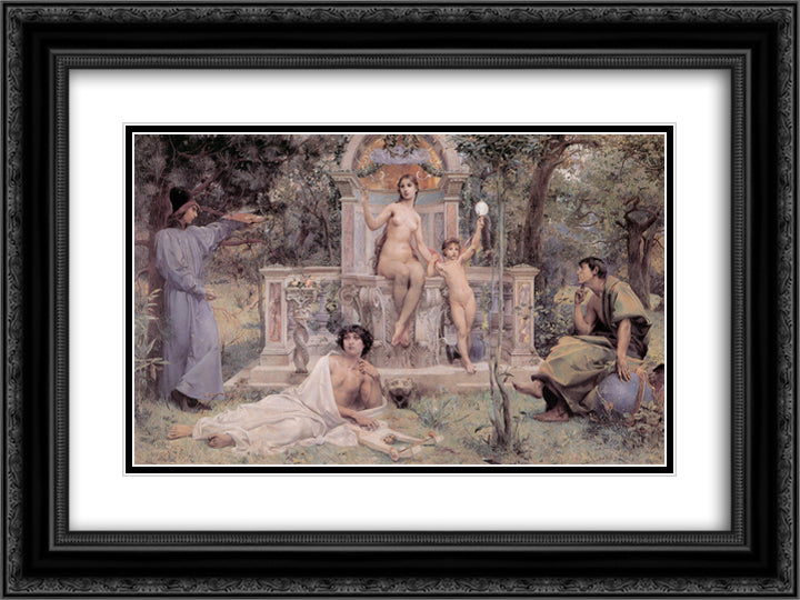 Truth 24x18 Black Ornate Wood Framed Art Print Poster with Double Matting by Merson, Luc Olivier