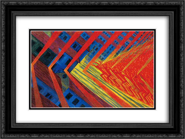 The Revolt 24x18 Black Ornate Wood Framed Art Print Poster with Double Matting by Russolo, Luigi