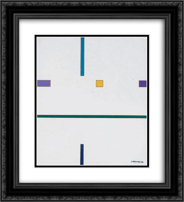Composizione Ken 3 20x22 Black Ornate Wood Framed Art Print Poster with Double Matting by Veronesi, Luigi