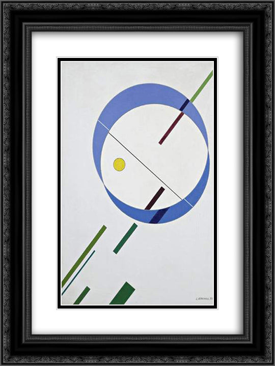 Costruzione Sigma No 4 18x24 Black Ornate Wood Framed Art Print Poster with Double Matting by Veronesi, Luigi