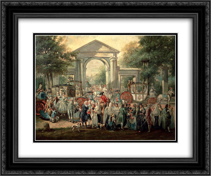 A Fiesta in a Botanical Garden 24x20 Black Ornate Wood Framed Art Print Poster with Double Matting by Paret y Alcazar, Luis