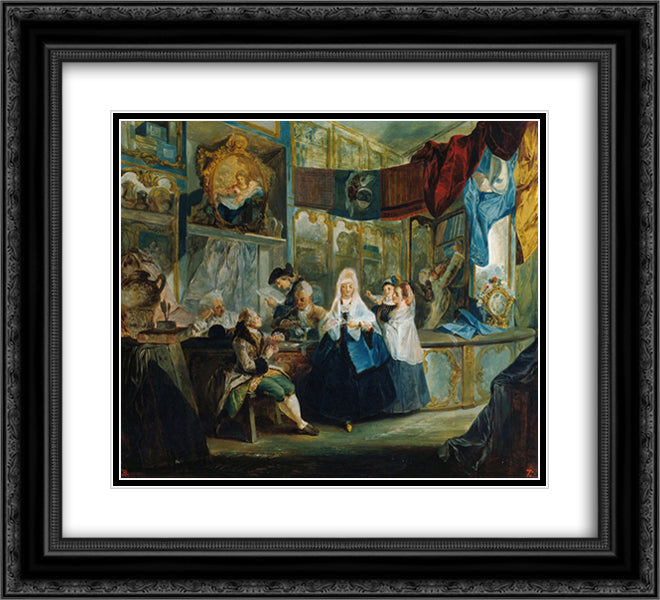 The Shop 22x20 Black Ornate Wood Framed Art Print Poster with Double Matting by Paret y Alcazar, Luis