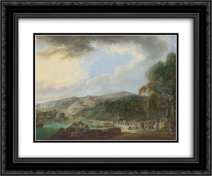 View of El Arenal de Bilbao 24x20 Black Ornate Wood Framed Art Print Poster with Double Matting by Paret y Alcazar, Luis
