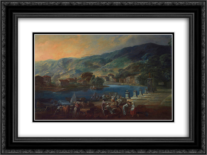 View of El Arenal in Bilbao 24x18 Black Ornate Wood Framed Art Print Poster with Double Matting by Paret y Alcazar, Luis