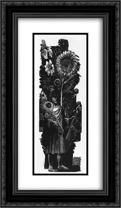 Bouquet #2 14x24 Black Ornate Wood Framed Art Print Poster with Double Matting by Ward, Lynd