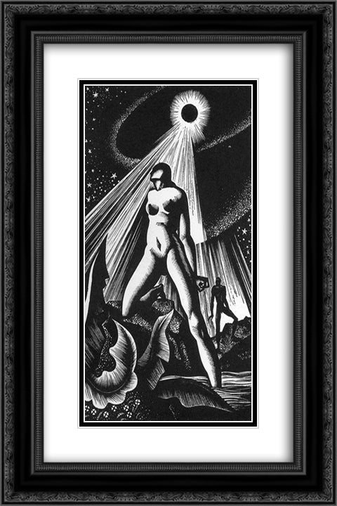 Illustration for Alan Ginsberg's Moloch at Letterpress Habit 16x24 Black Ornate Wood Framed Art Print Poster with Double Matting by Ward, Lynd