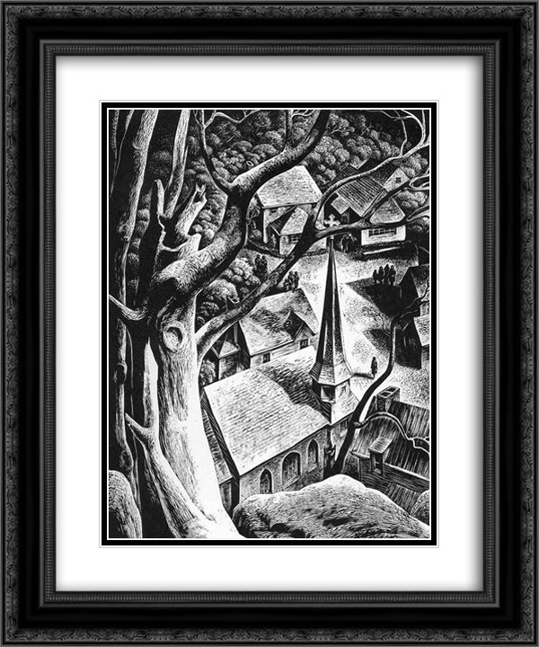 Undercliff 20x24 Black Ornate Wood Framed Art Print Poster with Double Matting by Ward, Lynd