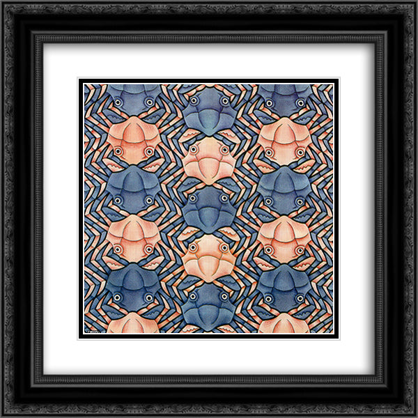 Crab Canon 20x20 Black Ornate Wood Framed Art Print Poster with Double Matting by Escher, M.C.