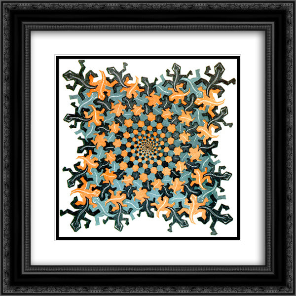 Development III 20x20 Black Ornate Wood Framed Art Print Poster with Double Matting by Escher, M.C.