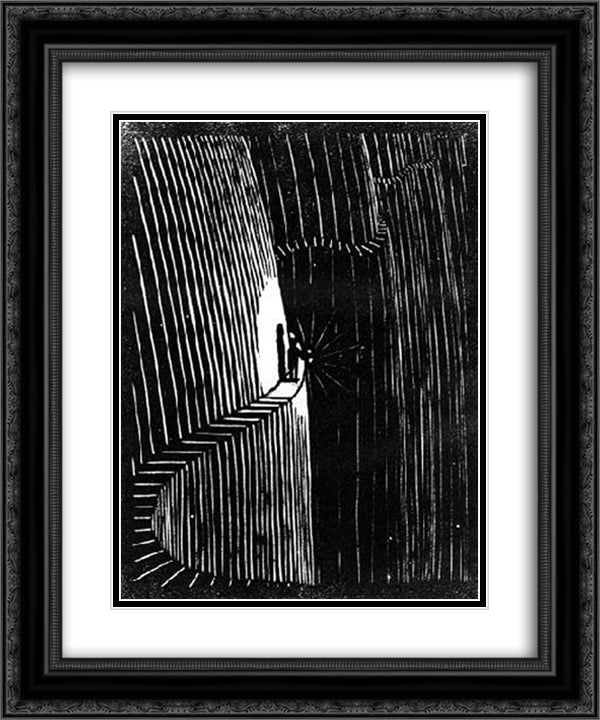Flor de Pascua - Never think before you act 20x24 Black Ornate Wood Framed Art Print Poster with Double Matting by Escher, M.C.
