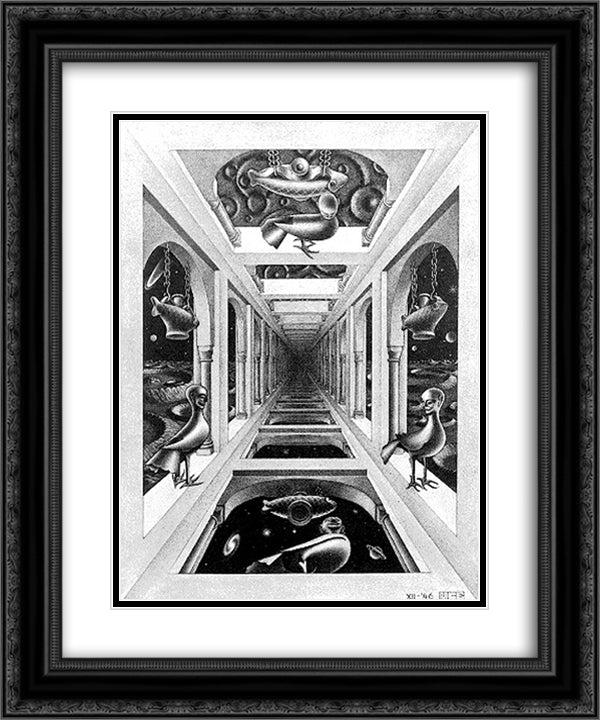Gallery 20x24 Black Ornate Wood Framed Art Print Poster with Double Matting by Escher, M.C.