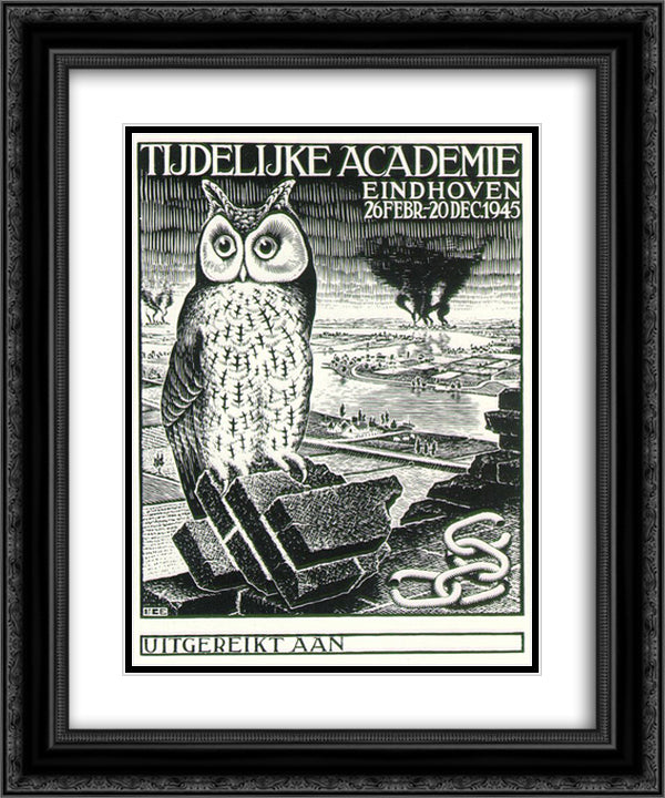 Temporary Academy Diploma 20x24 Black Ornate Wood Framed Art Print Poster with Double Matting by Escher, M.C.